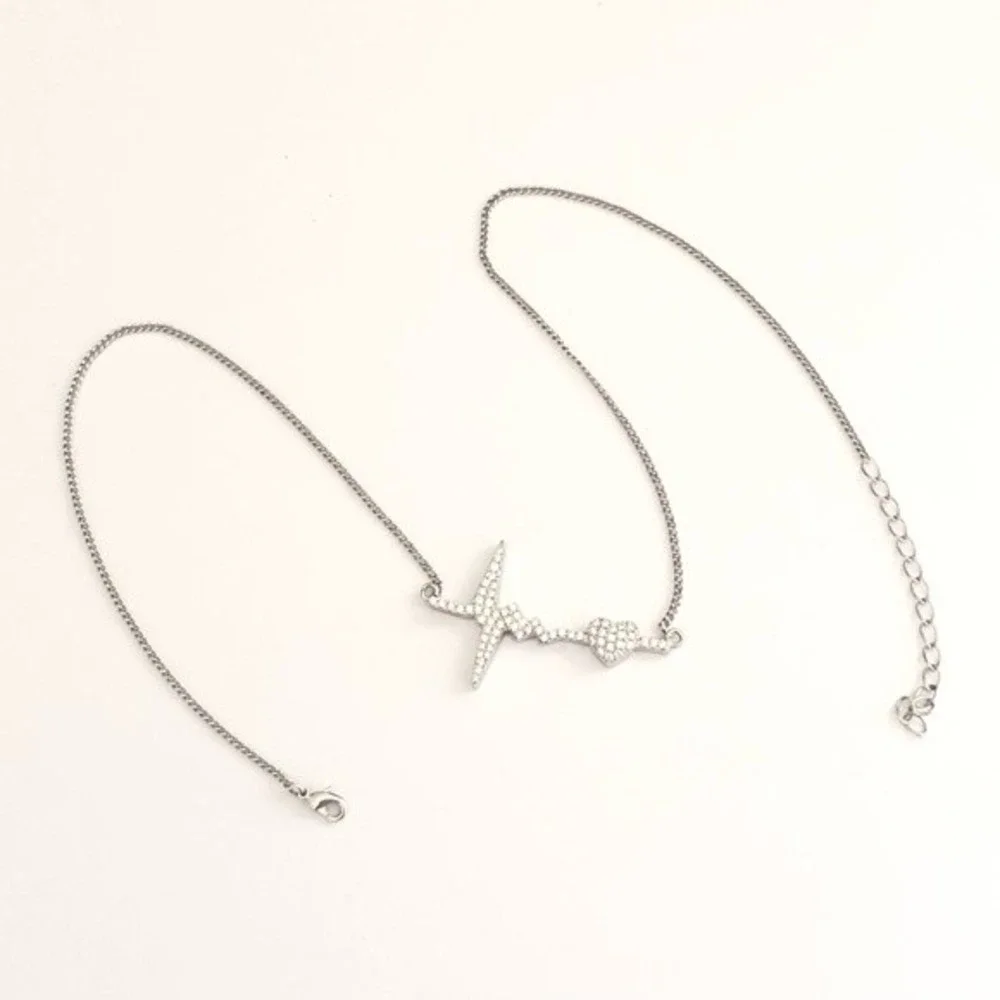 Walter Baker Crystal Heartbeat Necklace New - Picture 5 of 14